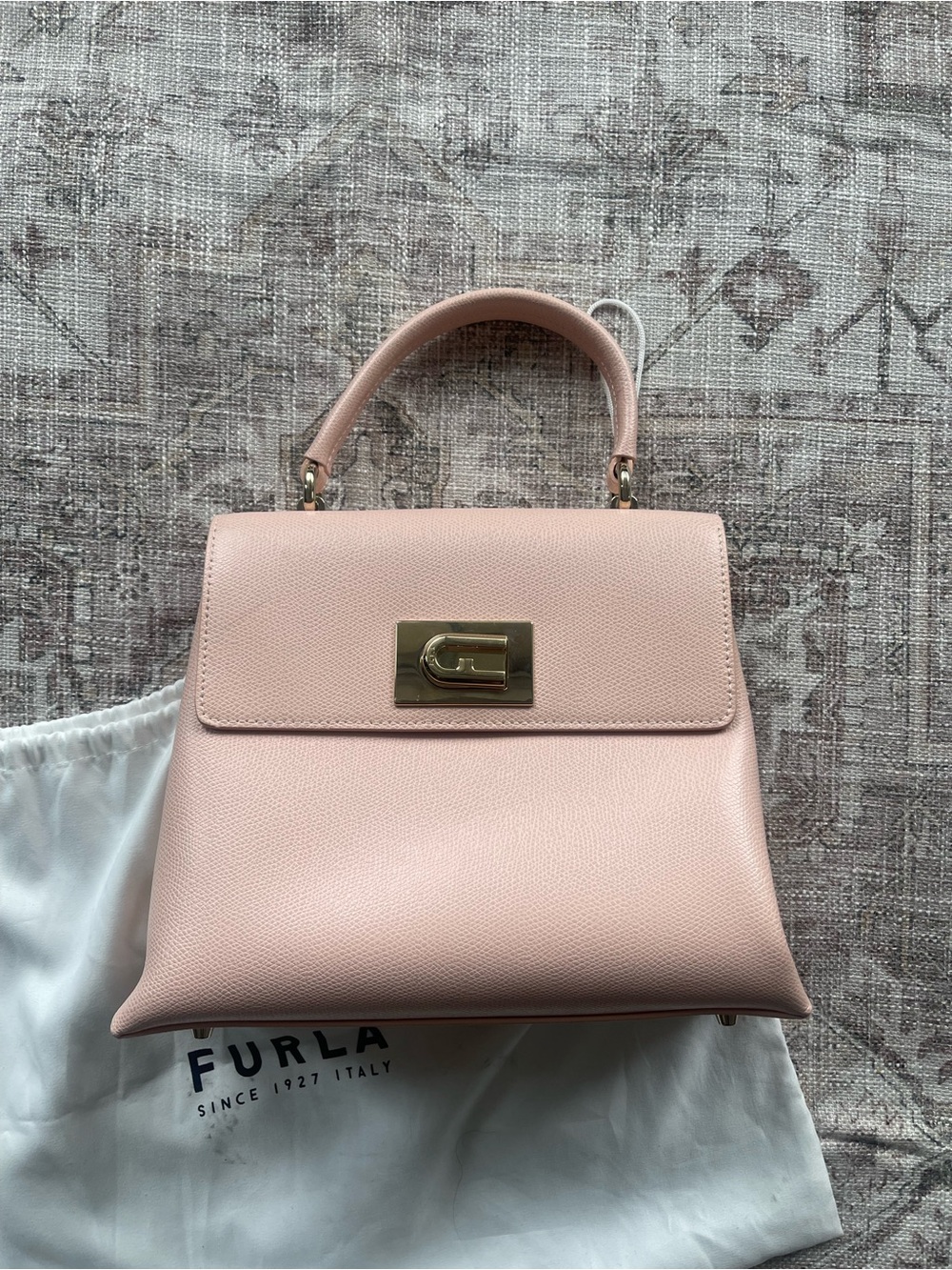 Furla Blush Pink Pebbled Leather Top-Handle Satchel